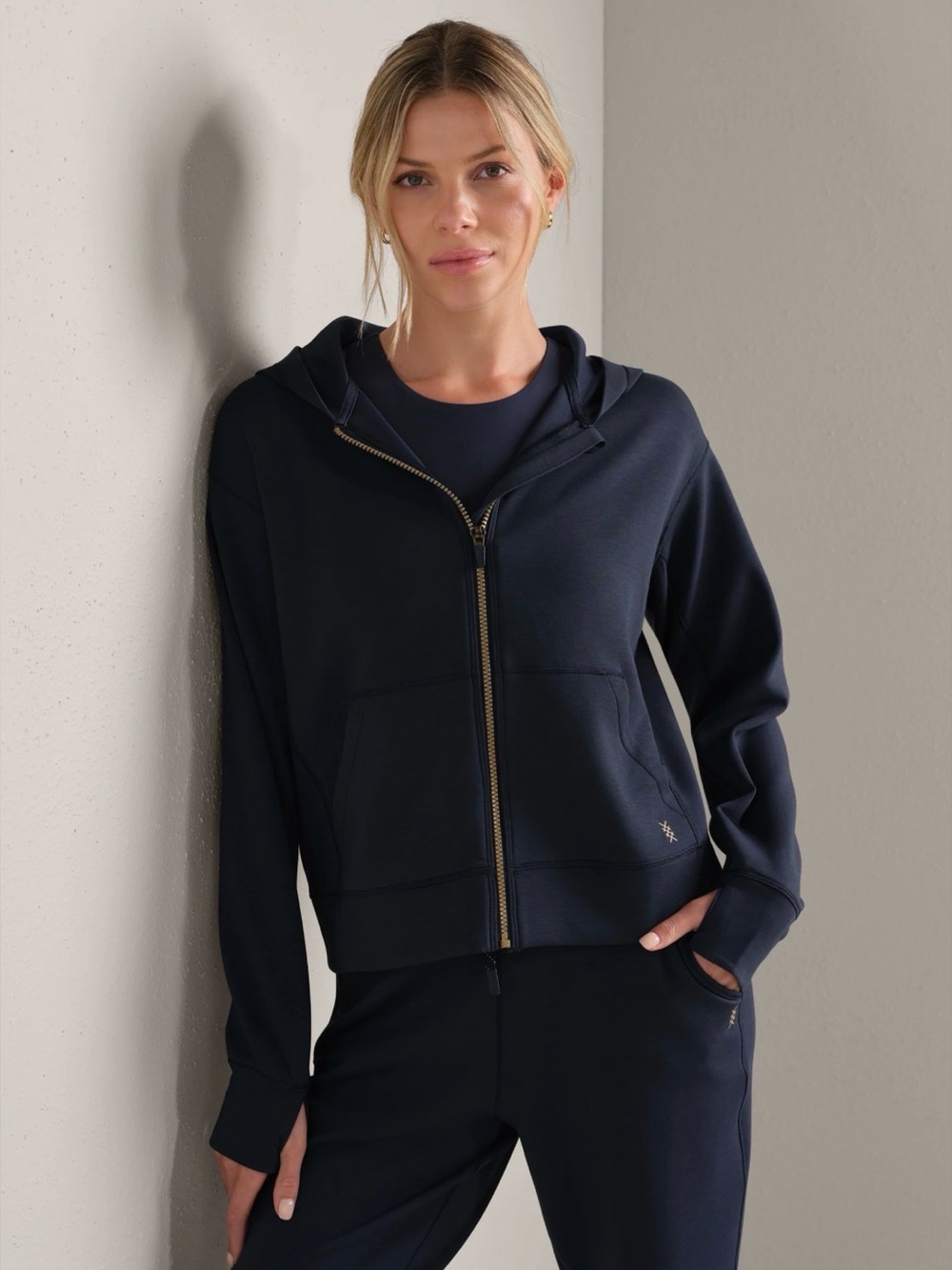 Rhone DreamGlow Full Zip Hoodie women’s size large navy blue